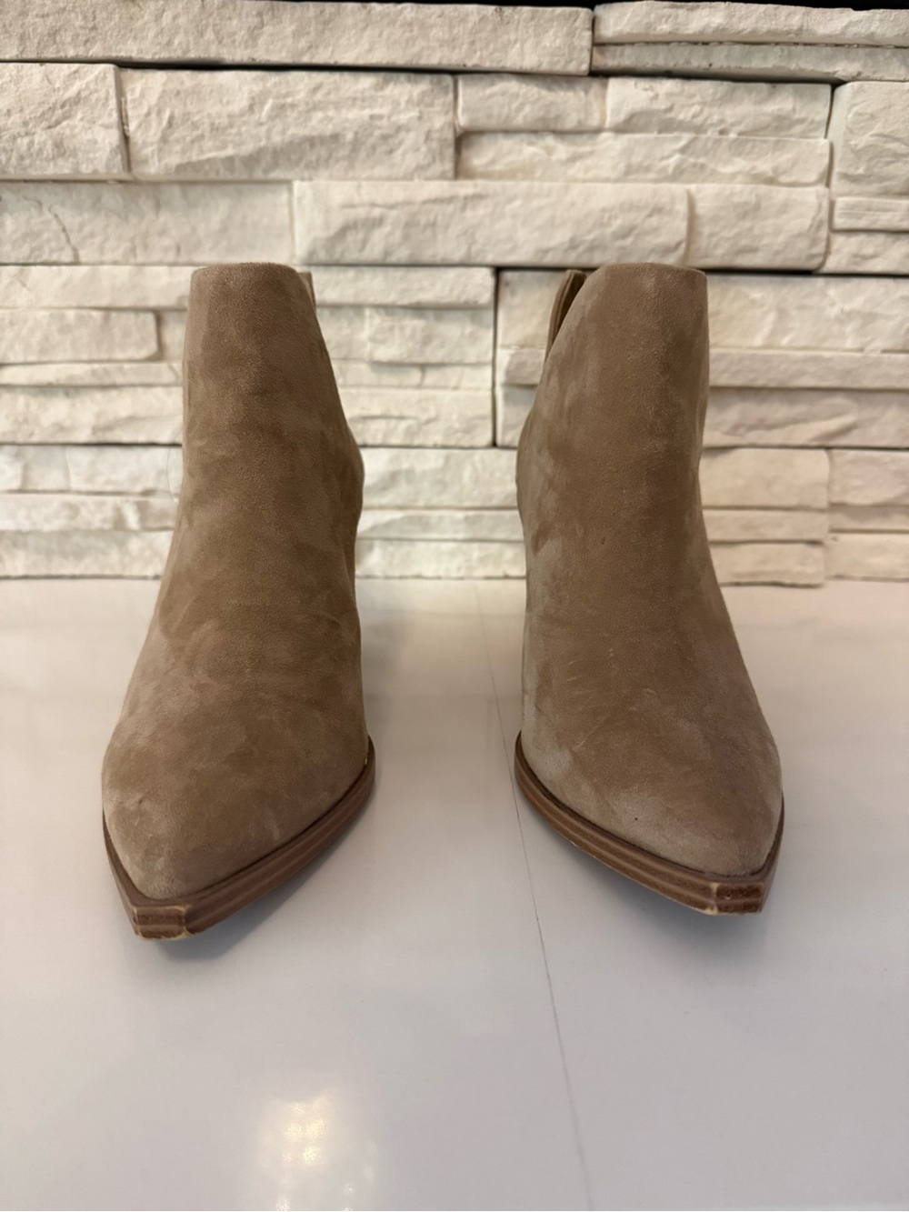 Steve Madden Taupe Suede Pointed Ankle Booties